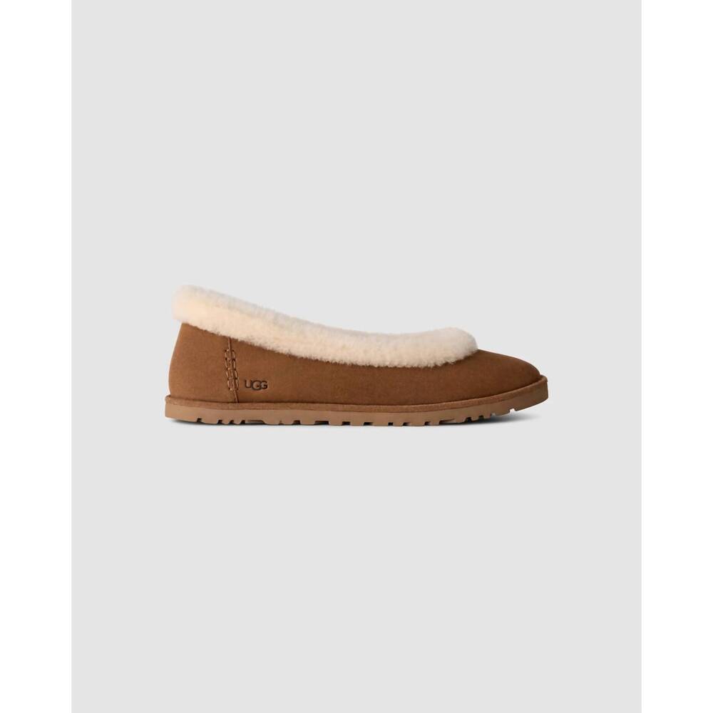 NEW UGG women's zora suede ballet flat in chestnut